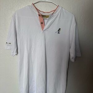 Adidas white and peach golf shirt